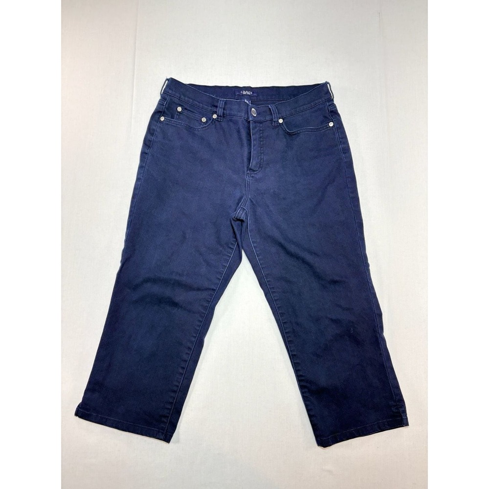 Chaps Womens Navy Blue Mid Rise Capri Jeans Size 6 Cropped Straight Leg